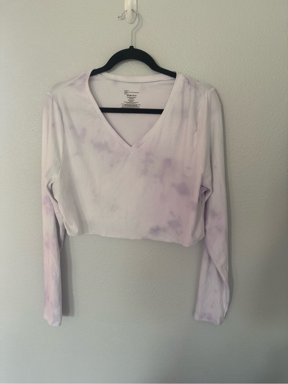 No Boundaries Pastel Lavender Pink Tie-Dye Long Sleeve Crop Top Size 2X